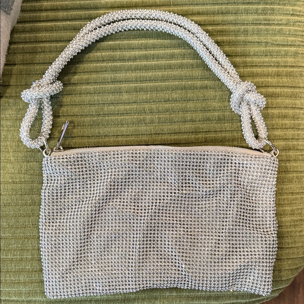 Elegant Silver Beaded Handbag